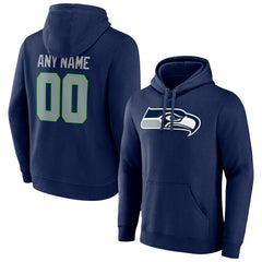 Seattle Seahawks Team Authentic Personalized Name & Number Pullover Hoodie College Navy