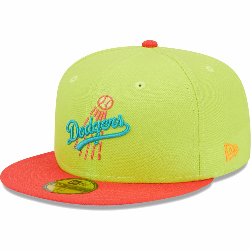 Los Angeles Dodgers New Era Cyber Highlighter 59FIFTY Fitted Hat - Green/Red - New Era Lifestyle