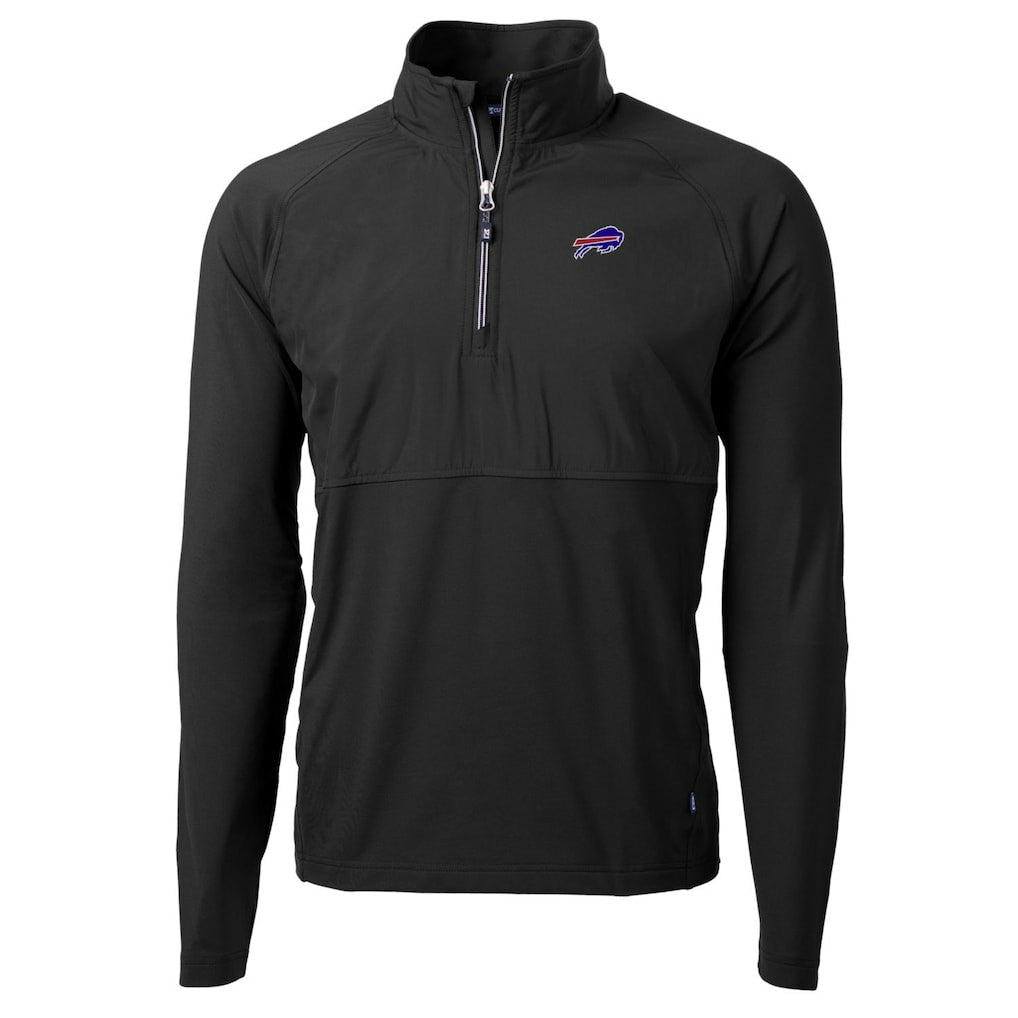 Buffalo Bills Cutter & Buck Adapt Eco Knit Hybrid Recycled Quarter-Zip Raglan Jacket Black