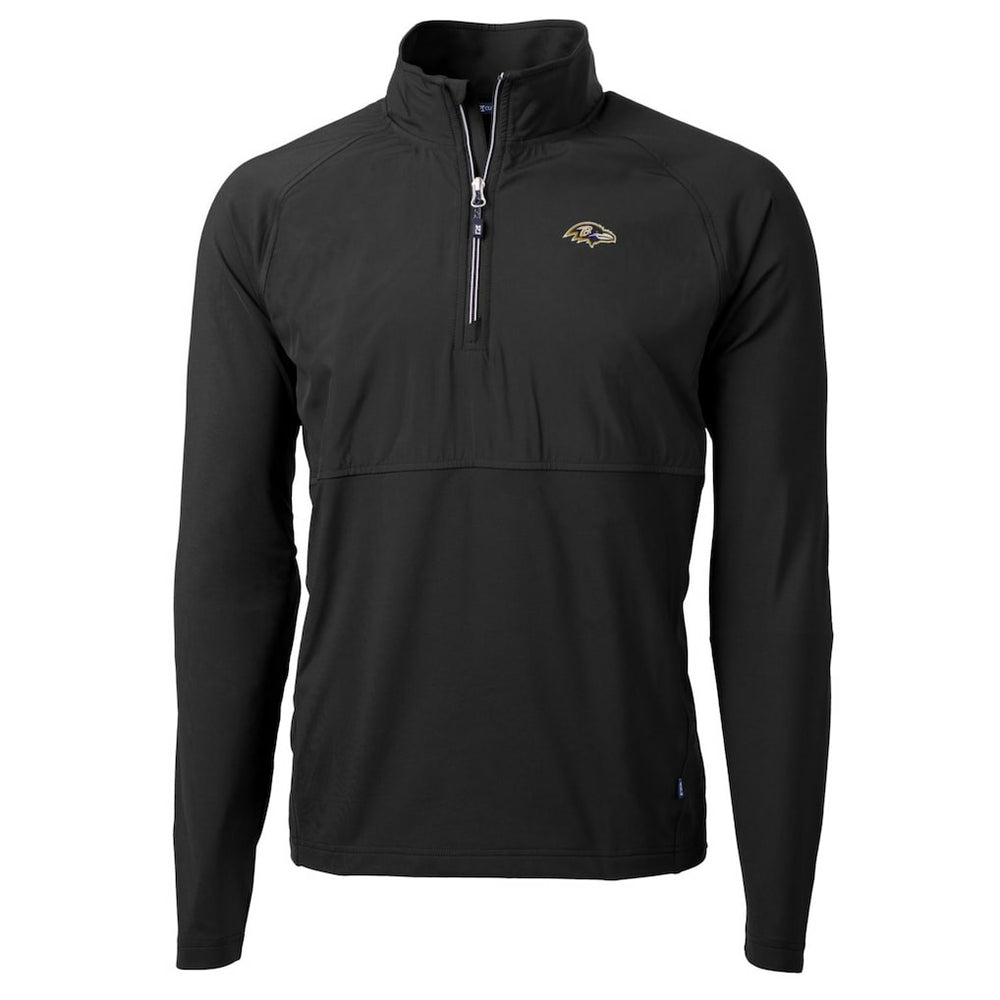 Baltimore Ravens Cutter & Buck Adapt Eco Knit Hybrid Recycled Quarter-Zip Raglan Jacket Black