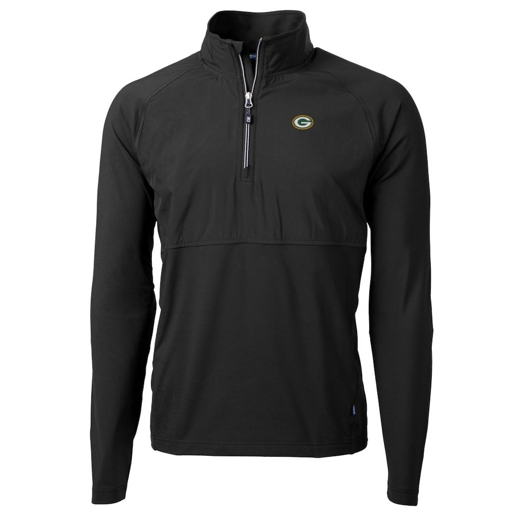 Green Bay Packers Cutter & Buck Adapt Eco Knit Hybrid Recycled Quarter-Zip Raglan Jacket Black