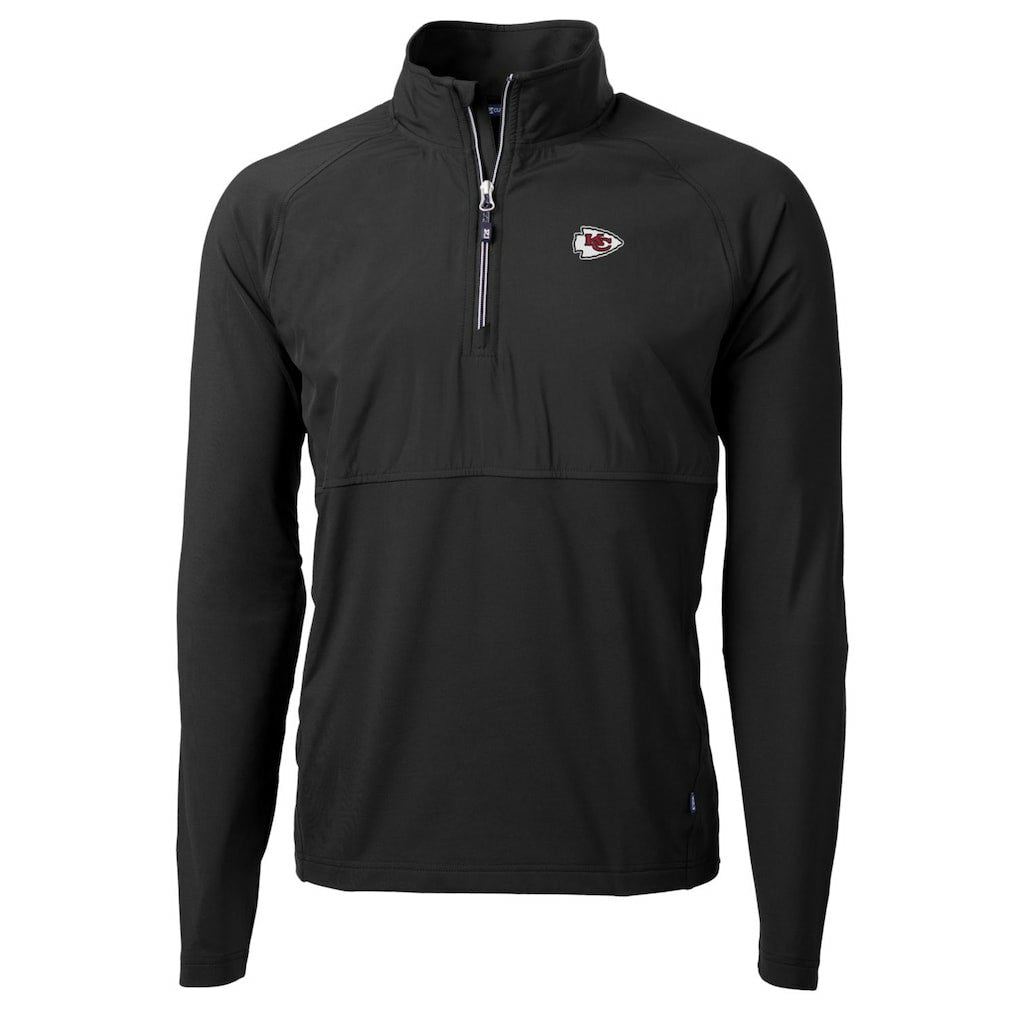 Kansas City Chiefs Cutter & Buck Adapt Eco Knit Hybrid Recycled Quarter-Zip Raglan Jacket Black
