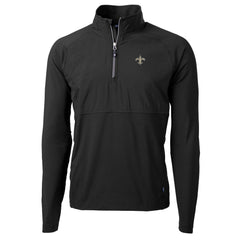 New Orleans Saints Cutter & Buck Adapt Eco Knit Hybrid Recycled Quarter-Zip Raglan Jacket Black