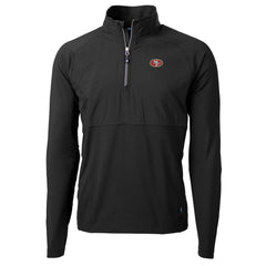 San Francisco 49ers Cutter & Buck Adapt Eco Knit Hybrid Recycled Quarter-Zip Raglan Jacket Black