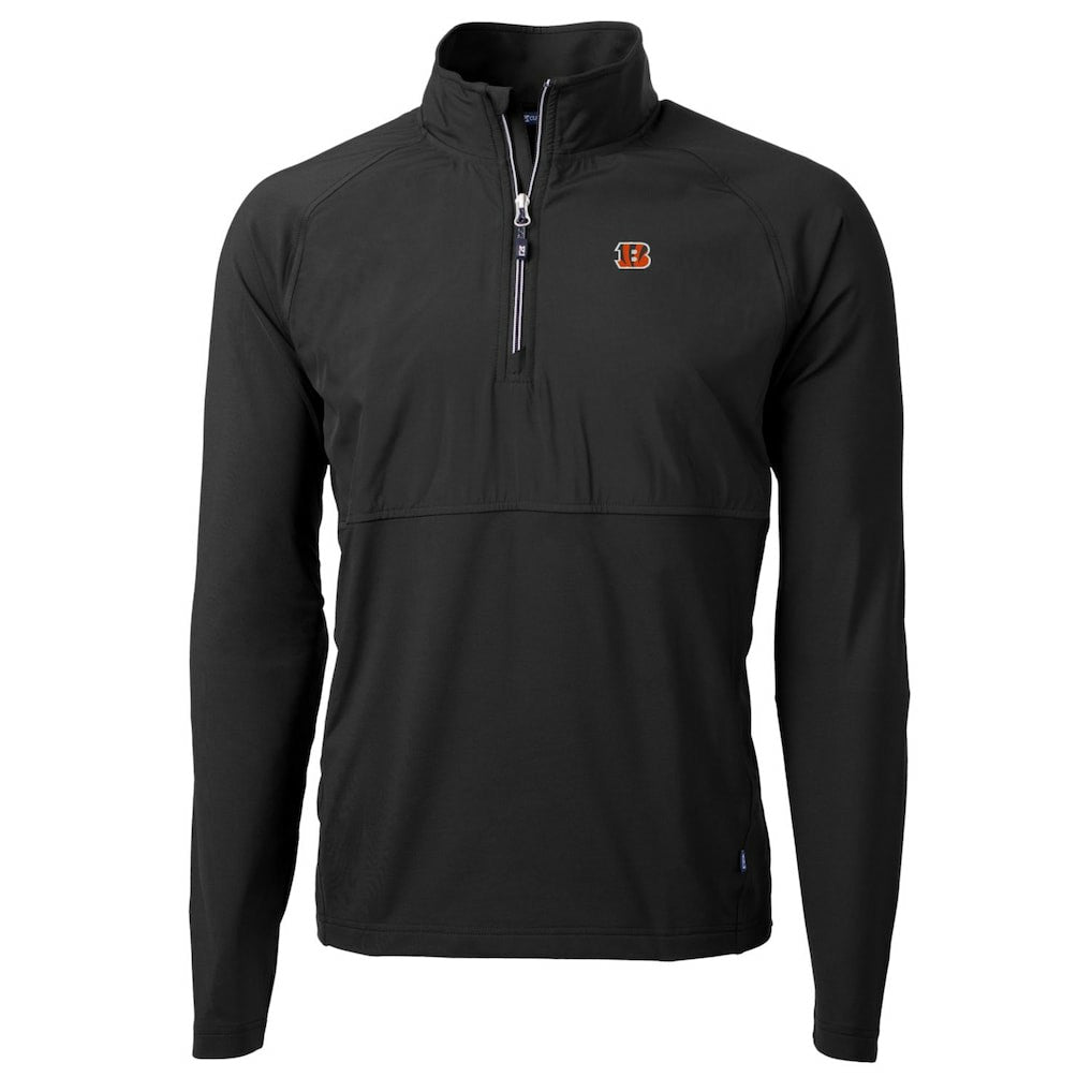 Cincinnati Bengals Cutter & Buck Adapt Eco Knit Hybrid Recycled Quarter-Zip Raglan Jacket Black