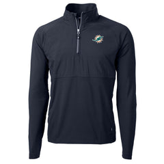 Miami Dolphins Cutter & Buck Adapt Eco Knit Hybrid Recycled Quarter-Zip Raglan Jacket Navy
