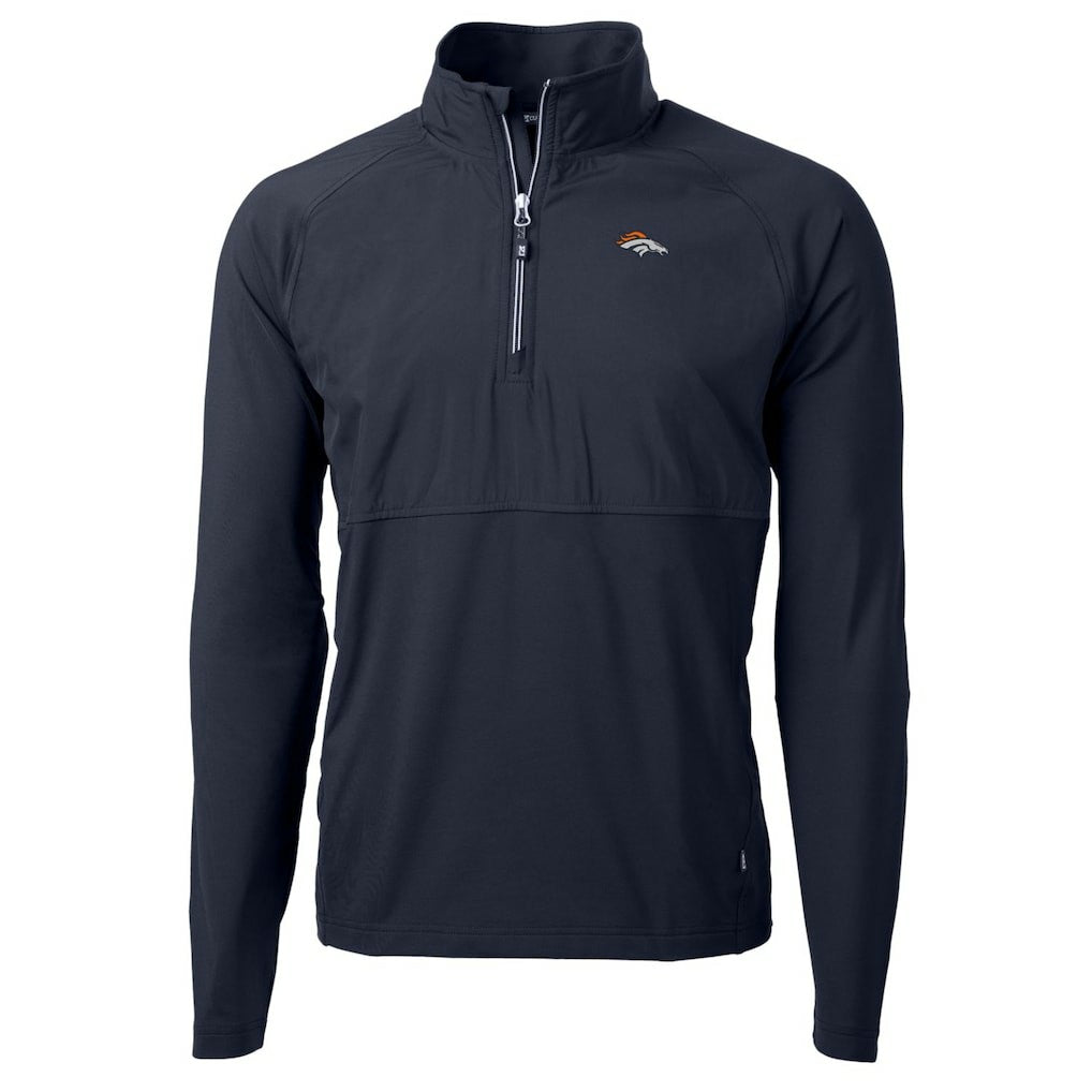 Denver Broncos Cutter & Buck Adapt Eco Knit Hybrid Recycled Quarter-Zip Raglan Jacket Navy