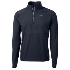 Los Angeles Chargers Cutter & Buck Adapt Eco Knit Hybrid Recycled Quarter-Zip Raglan Jacket Navy
