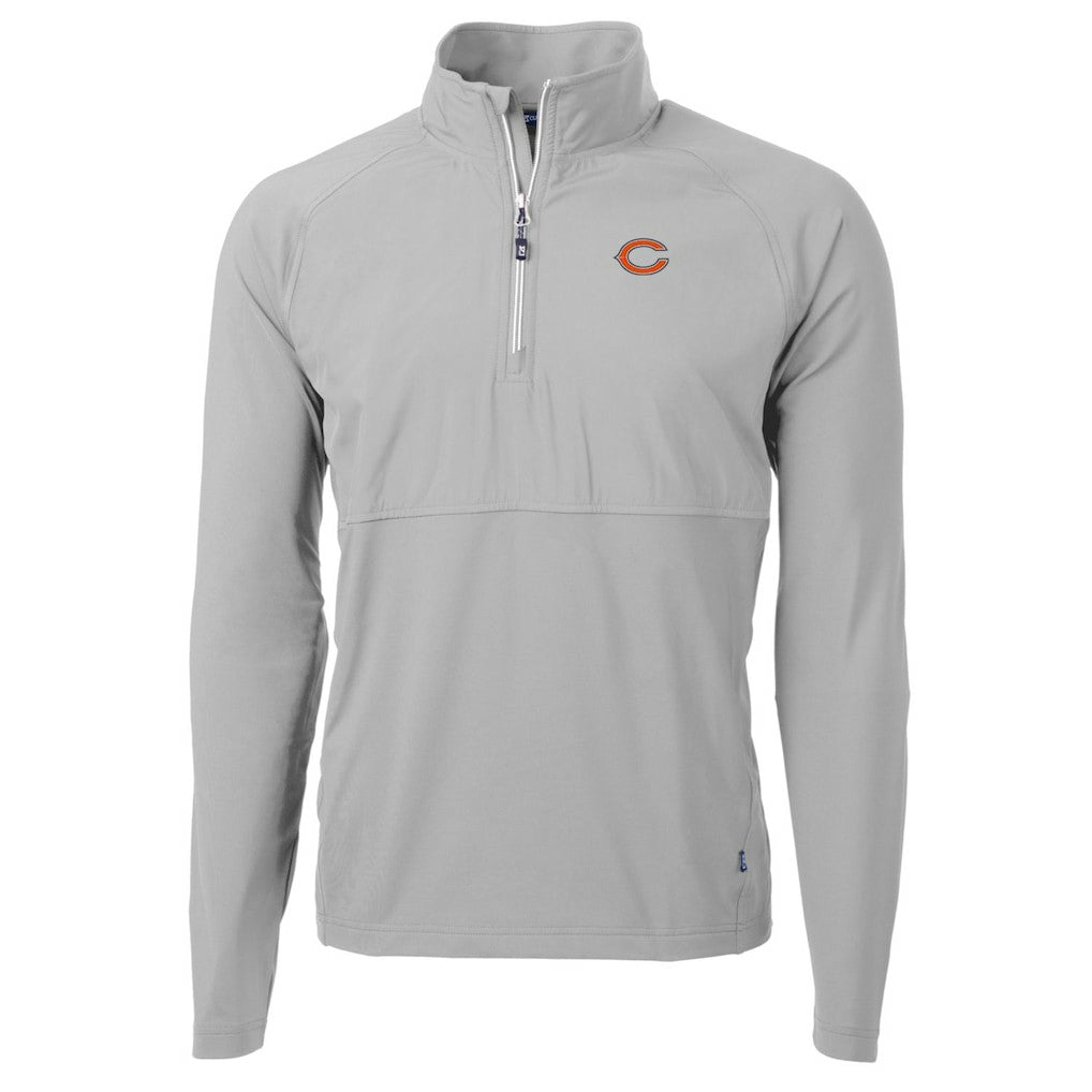 Chicago Bears Cutter & Buck Adapt Eco Knit Hybrid Recycled Quarter-Zip Raglan Jacket Gray