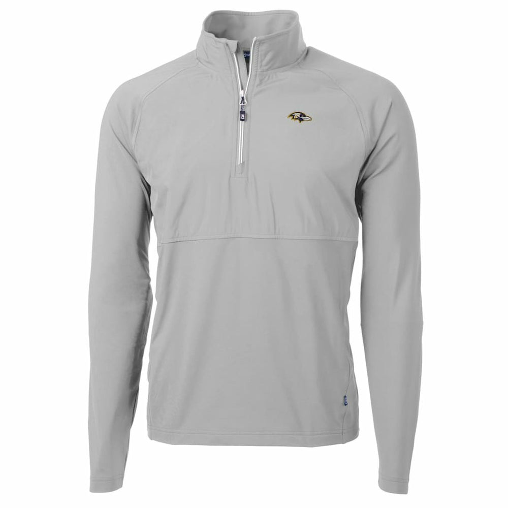 Baltimore Ravens Cutter & Buck Adapt Eco Knit Hybrid Recycled Quarter-Zip Raglan Jacket Gray