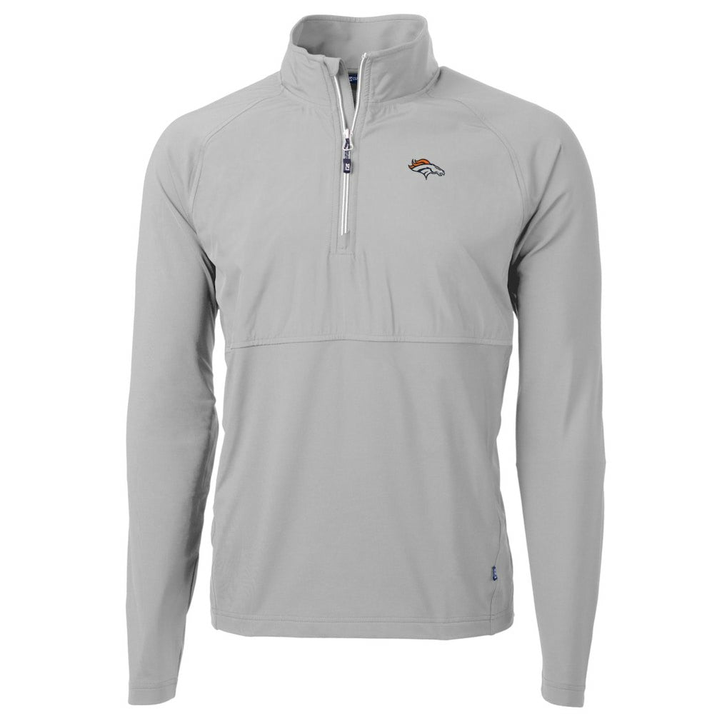 Denver Broncos Cutter & Buck Adapt Eco Knit Hybrid Recycled Quarter-Zip Raglan Jacket Gray