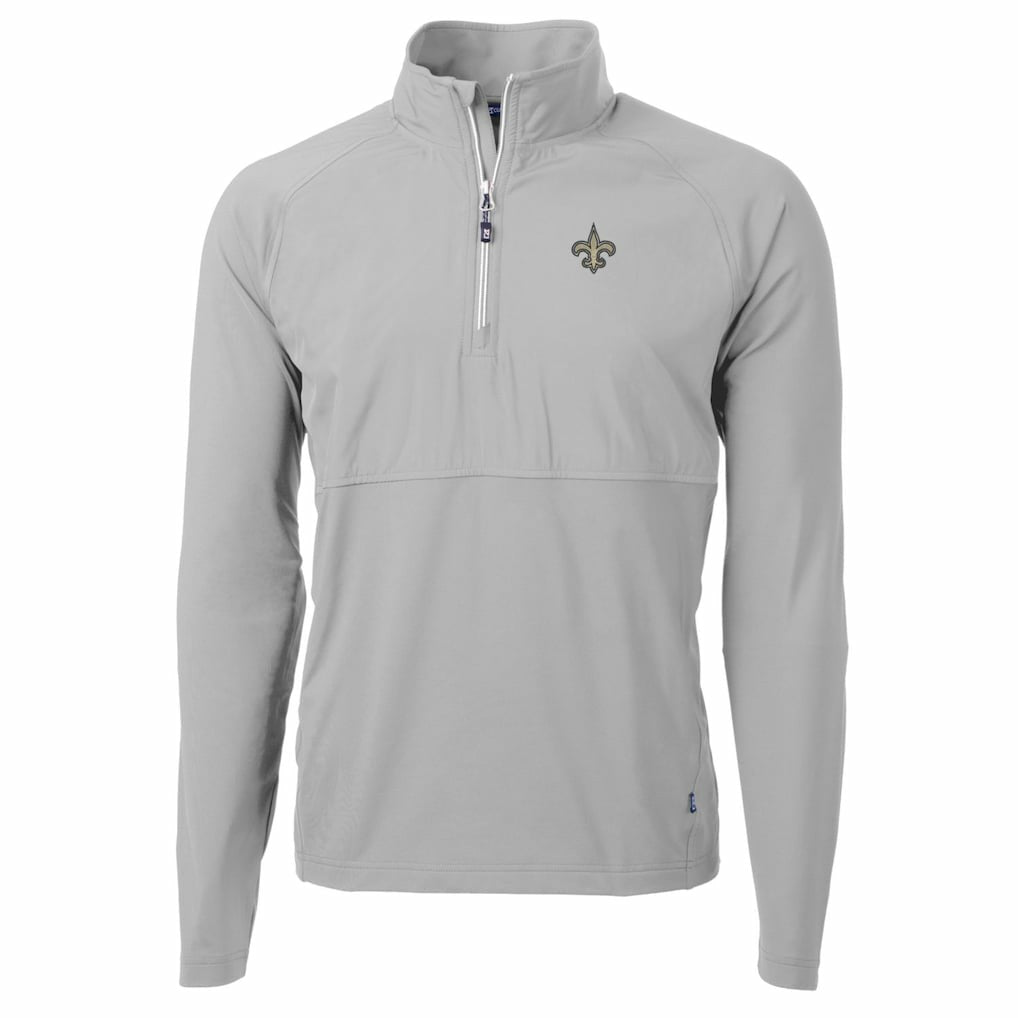 New Orleans Saints Cutter & Buck Adapt Eco Knit Hybrid Recycled Quarter-Zip Raglan Jacket Gray