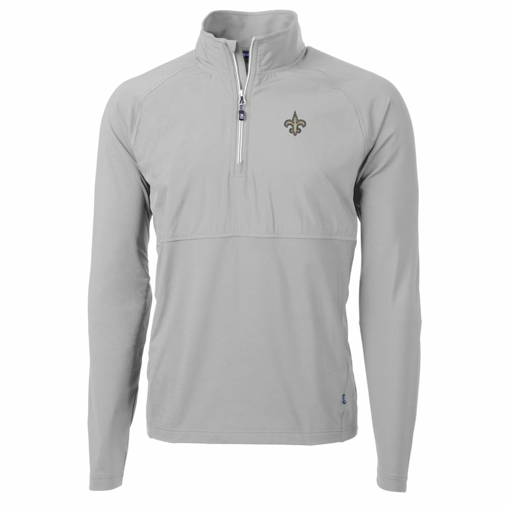 New Orleans Saints Cutter & Buck Adapt Eco Knit Hybrid Recycled Quarter-Zip Raglan Jacket Gray