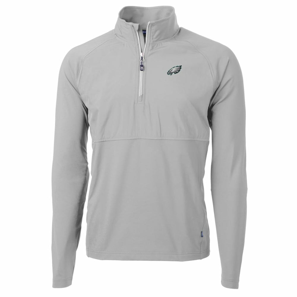 Philadelphia Eagles Cutter & Buck Adapt Eco Knit Hybrid Recycled Quarter-Zip Raglan Jacket Gray