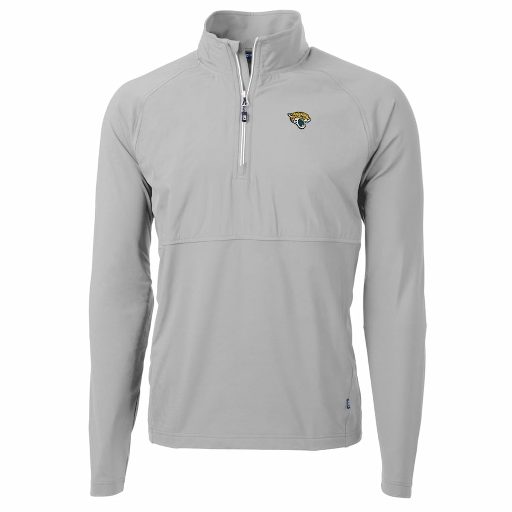Jacksonville Jaguars Cutter & Buck Adapt Eco Knit Hybrid Recycled Quarter-Zip Raglan Jacket Gray
