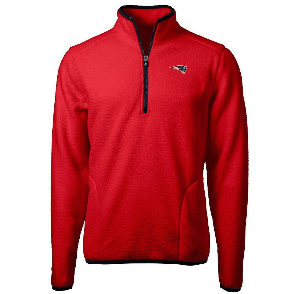 New England Patriots Cutter & Buck Cascade Eco Sherpa Fleece Quarter-Zip Pullover Jacket Red