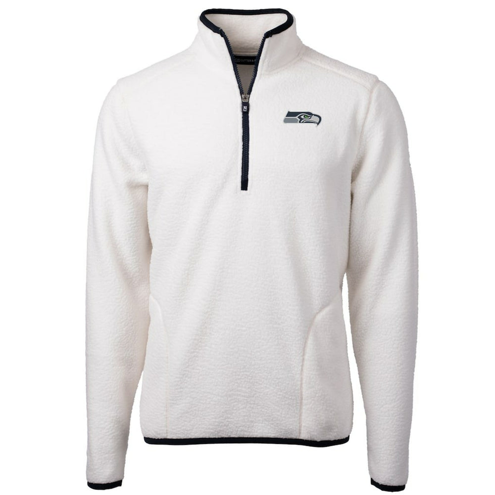 Seattle Seahawks Cutter & Buck Cascade Eco Sherpa Fleece Quarter-Zip Pullover Jacket White