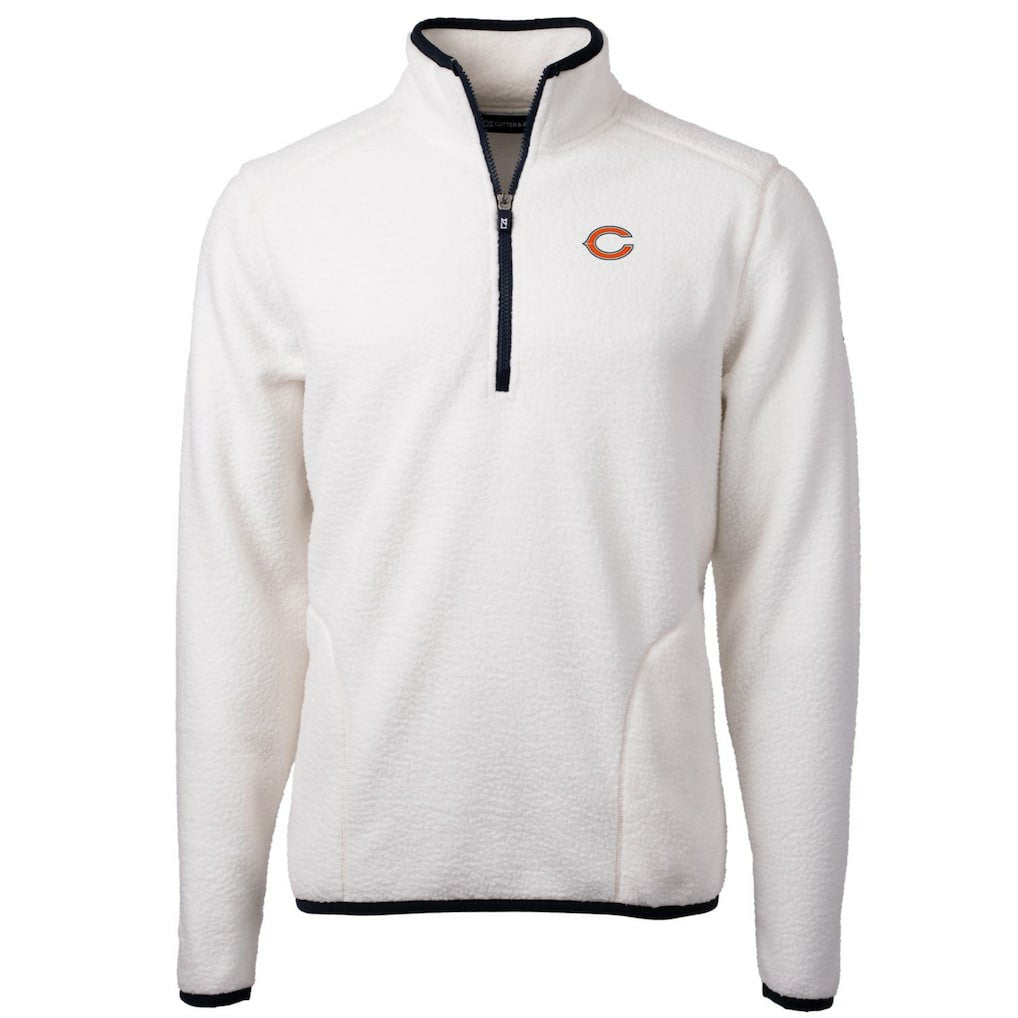 Chicago Bears Cutter & Buck Cascade Eco Sherpa Fleece Quarter-Zip Pullover Jacket White