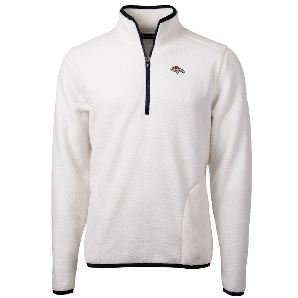 Denver Broncos Cutter & Buck Cascade Eco Sherpa Fleece Quarter-Zip Pullover Jacket White