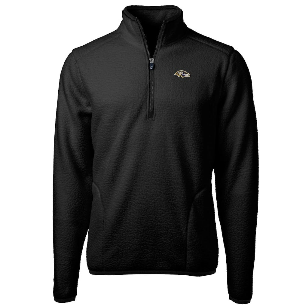 Baltimore Ravens Cutter & Buck Big & Tall Cascade Eco Sherpa Fleece Quarter-Zip Pullover Jacket Black