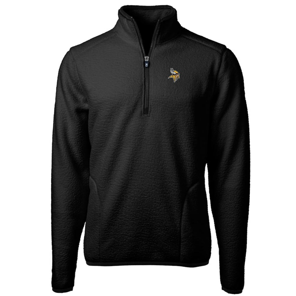 Minnesota Vikings Cutter & Buck Big & Tall Cascade Eco Sherpa Fleece Quarter-Zip Pullover Jacket Black