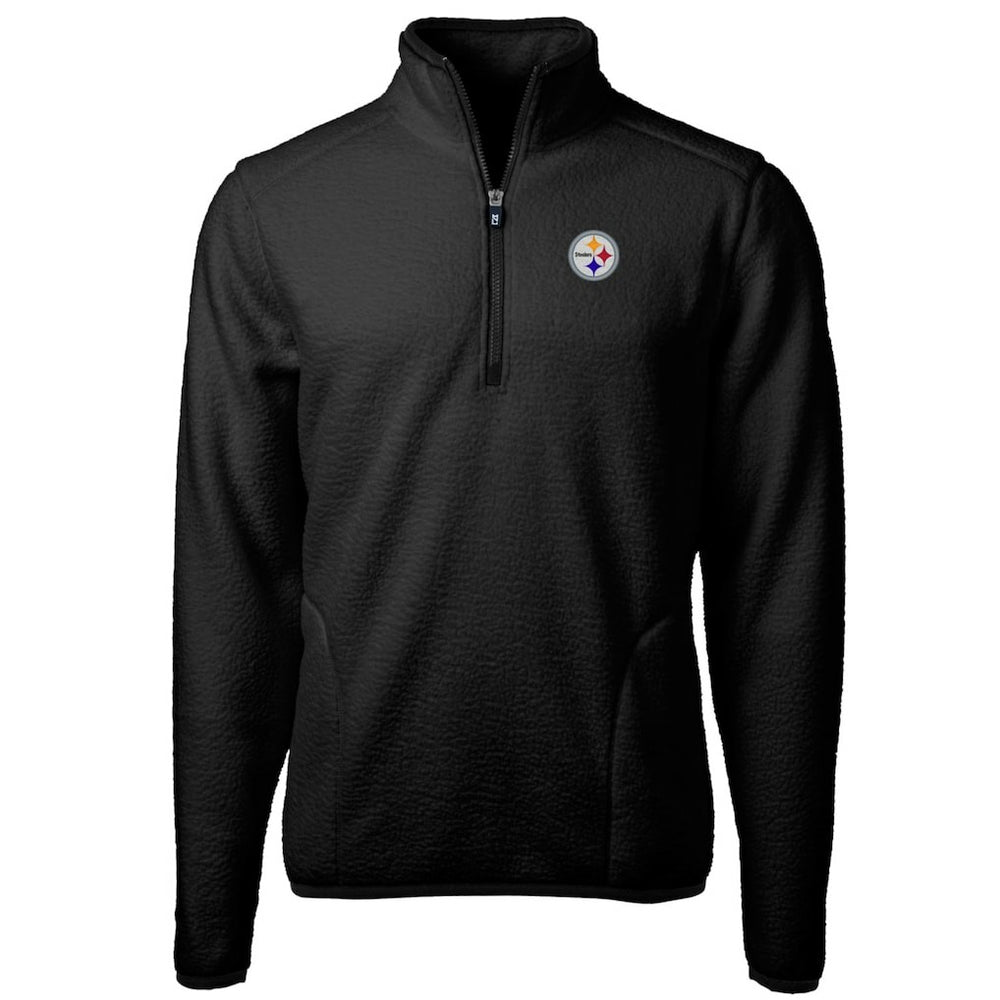 Pittsburgh Steelers Cutter & Buck Big & Tall Cascade Eco Sherpa Fleece Quarter-Zip Pullover Jacket Black