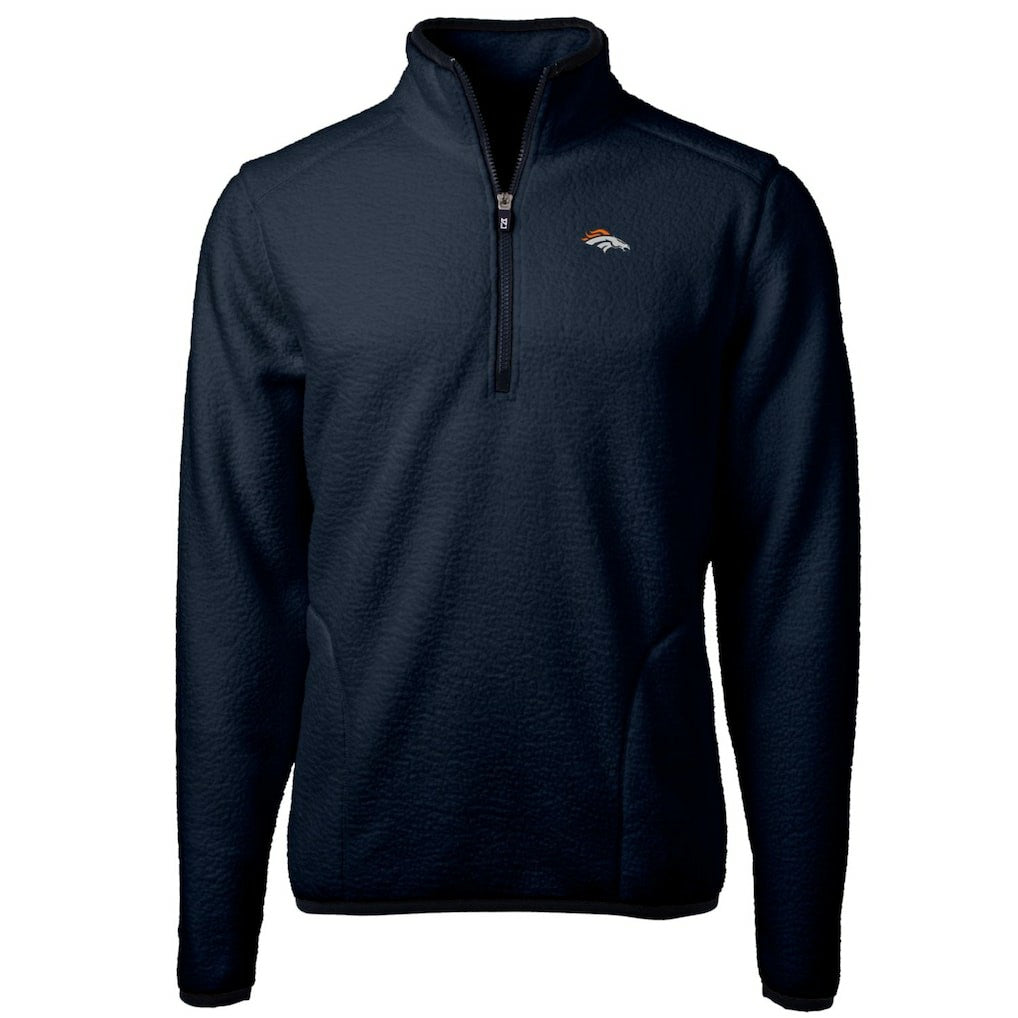 Denver Broncos Cutter & Buck Big & Tall Cascade Eco Sherpa Fleece Quarter-Zip Pullover Jacket Navy