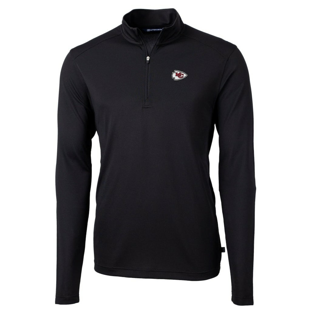 Kansas City Chiefs Cutter & Buck Big & Tall Virtue Eco Pique Quarter-Zip Pullover Jacket Black