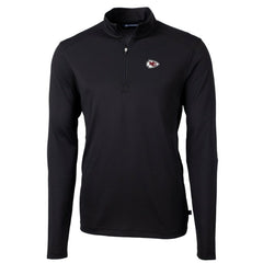 Kansas City Chiefs Cutter & Buck Big & Tall Virtue Eco Pique Quarter-Zip Pullover Jacket Black