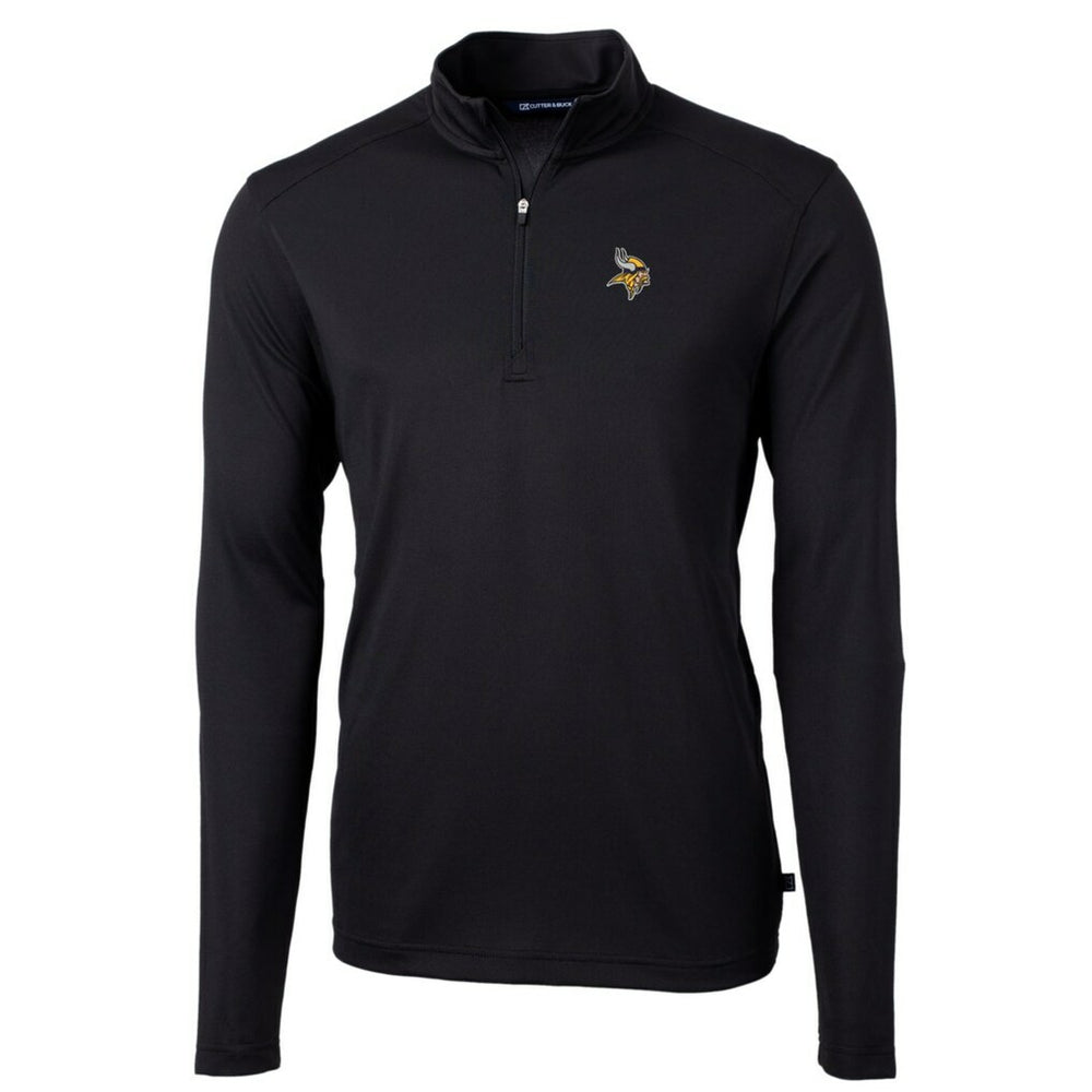 Minnesota Vikings Cutter & Buck Big & Tall Virtue Eco Pique Quarter-Zip Pullover Jacket Black
