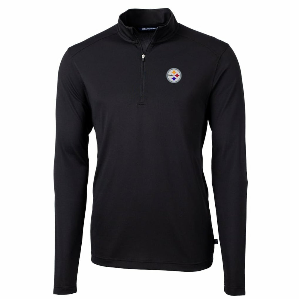 Pittsburgh Steelers Cutter & Buck Big & Tall Virtue Eco Pique Quarter-Zip Pullover Jacket Black