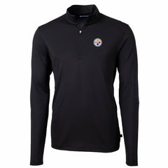 Pittsburgh Steelers Cutter & Buck Big & Tall Virtue Eco Pique Quarter-Zip Pullover Jacket Black