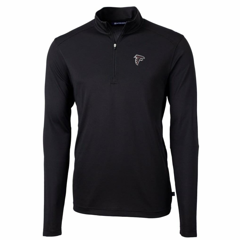Atlanta Falcons Cutter & Buck Big & Tall Virtue Eco Pique Quarter-Zip Pullover Jacket Black