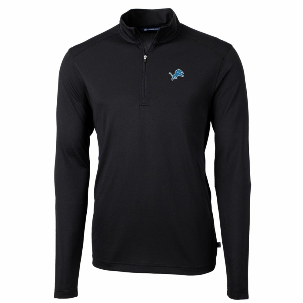 Detroit Lions Cutter & Buck Big & Tall Virtue Eco Pique Quarter-Zip Pullover Jacket Black