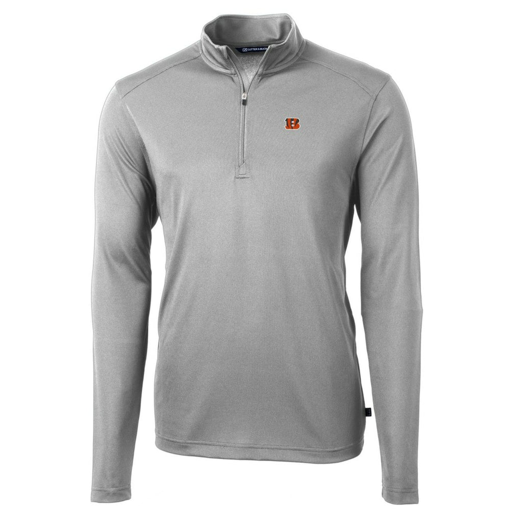 Cincinnati Bengals Cutter & Buck Big & Tall Virtue Eco Pique Quarter-Zip Pullover Jacket Gray
