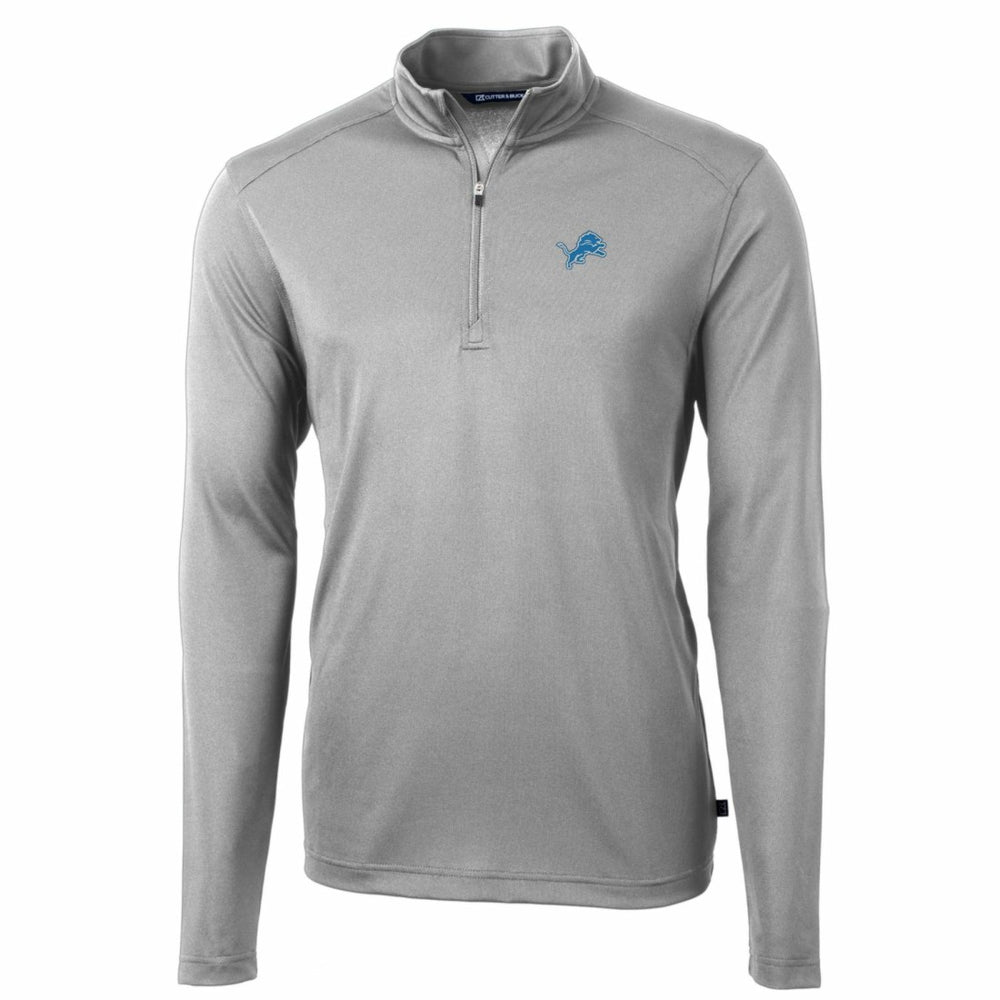 Detroit Lions Cutter & Buck Big & Tall Virtue Eco Pique Quarter-Zip Pullover Jacket Gray