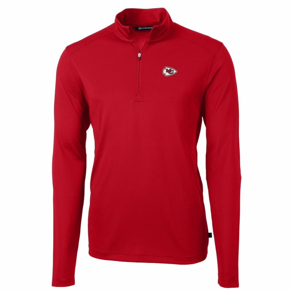 Kansas City Chiefs Cutter & Buck Big & Tall Virtue Eco Pique Quarter-Zip Pullover Jacket Red