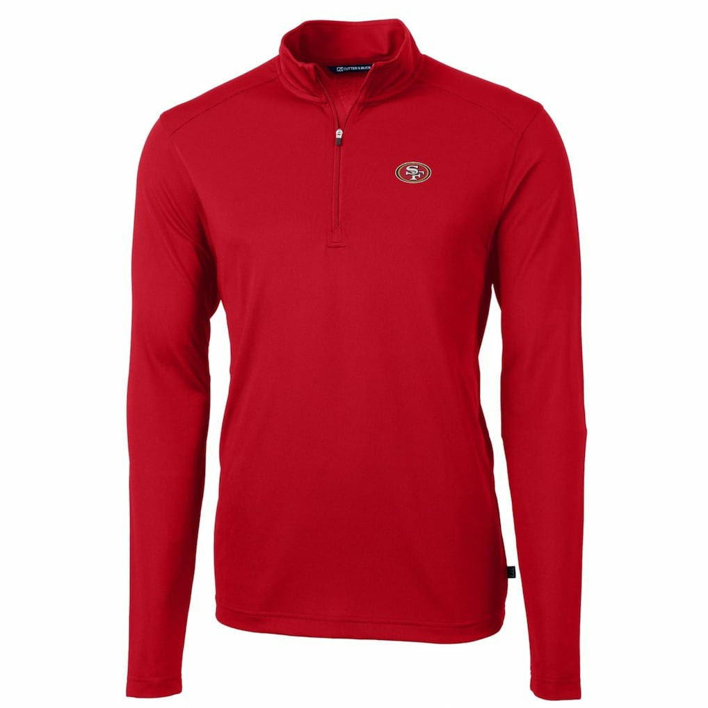 San Francisco 49ers Cutter & Buck Big & Tall Virtue Eco Pique Quarter-Zip Pullover Jacket Scarlet