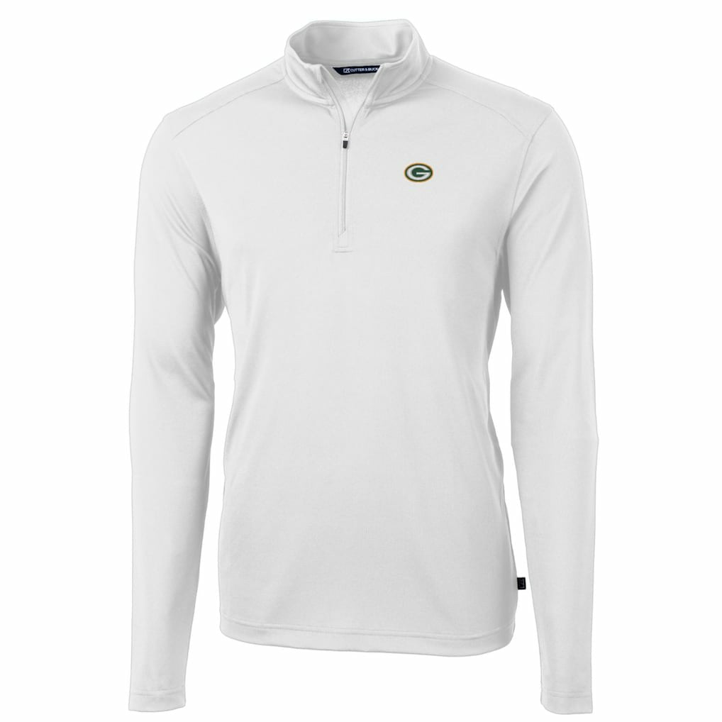 Green Bay Packers Cutter & Buck Big & Tall Virtue Eco Pique Quarter-Zip Pullover Jacket White