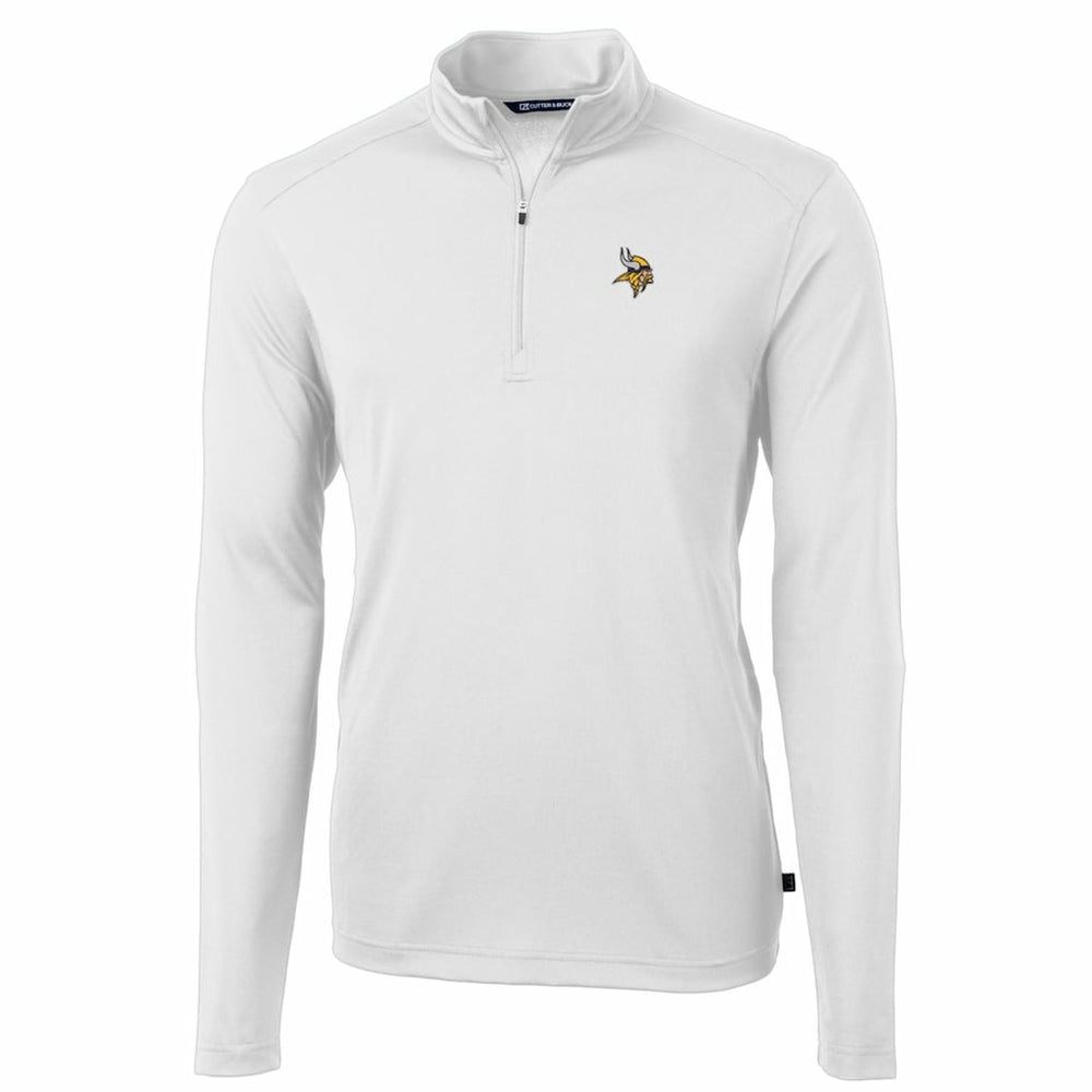 Minnesota Vikings Cutter & Buck Big & Tall Virtue Eco Pique Quarter-Zip Pullover Jacket White