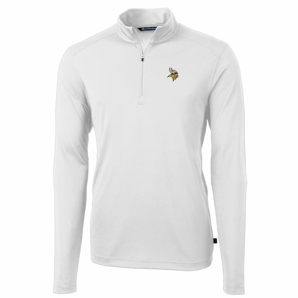 Minnesota Vikings Cutter & Buck Big & Tall Virtue Eco Pique Quarter-Zip Pullover Jacket White