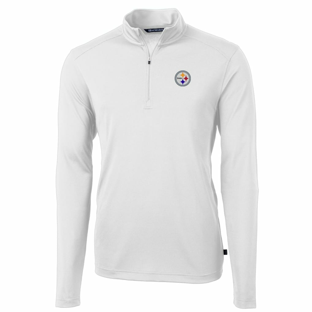 Pittsburgh Steelers Cutter & Buck Big & Tall Virtue Eco Pique Quarter-Zip Pullover Jacket White