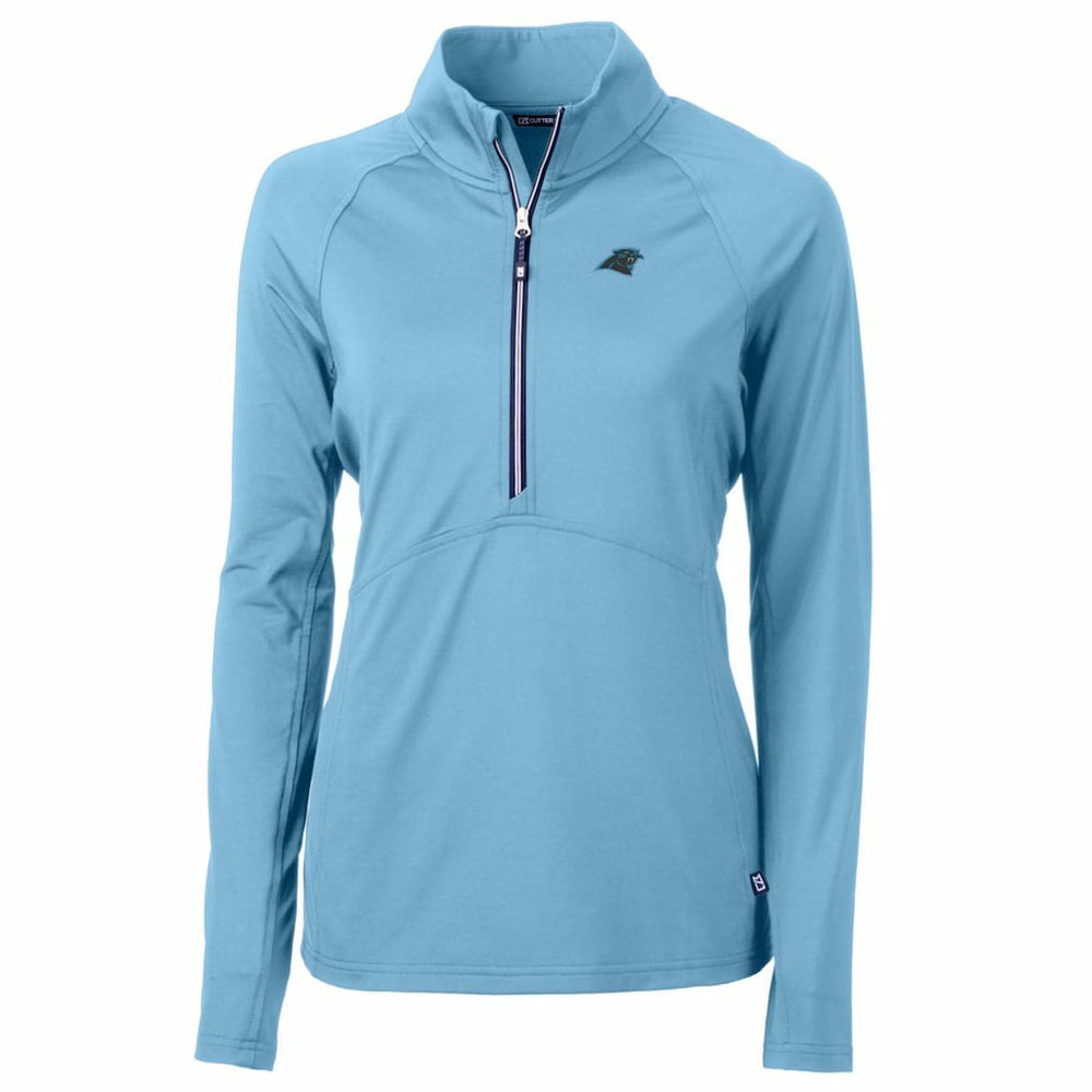Carolina Panthers Cutter & Buck Women's Adapt Eco Knit Stretch Recycled Half-Zip Pullover Top Powder Blue