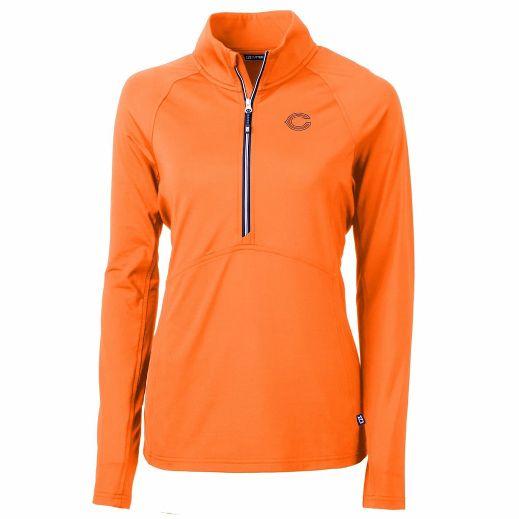 Chicago Bears Cutter & Buck Women's Adapt Eco Knit Stretch Recycled Half-Zip Pullover Top Orange