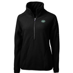 New York Jets Cutter & Buck Women's Cascade Eco Sherpa Fleece Half-Zip Pullover Jacket Black