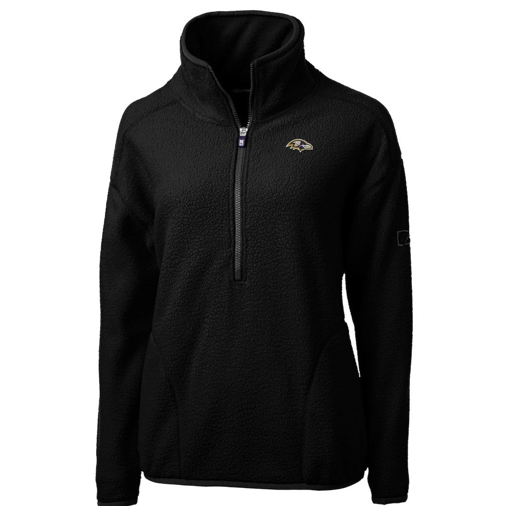 Baltimore Ravens Cutter & Buck Women's Cascade Eco Sherpa Fleece Half-Zip Pullover Jacket Black