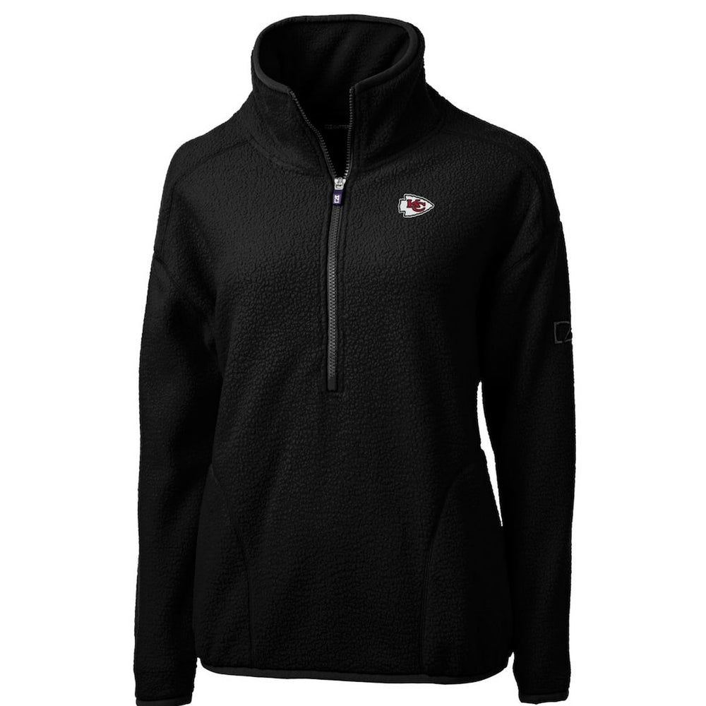 Kansas City Chiefs Cutter & Buck Women's Cascade Eco Sherpa Fleece Half-Zip Pullover Jacket Black