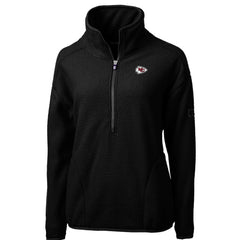 Kansas City Chiefs Cutter & Buck Women's Cascade Eco Sherpa Fleece Half-Zip Pullover Jacket Black