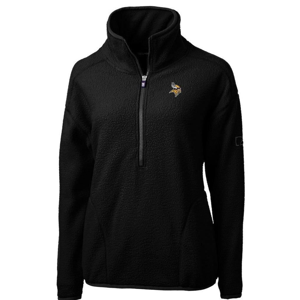 Minnesota Vikings Cutter & Buck Women's Cascade Eco Sherpa Fleece Half-Zip Pullover Jacket Black