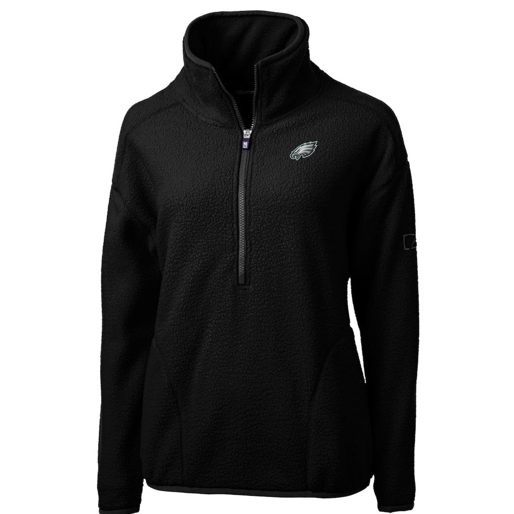 Philadelphia Eagles Cutter & Buck Women's Cascade Eco Sherpa Fleece Half-Zip Pullover Jacket Black
